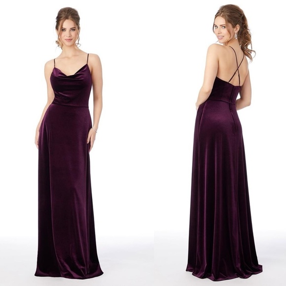MORILEE Lustrous Velvet Bridesmaid Dress Size 10 - Picture 1 of 14
